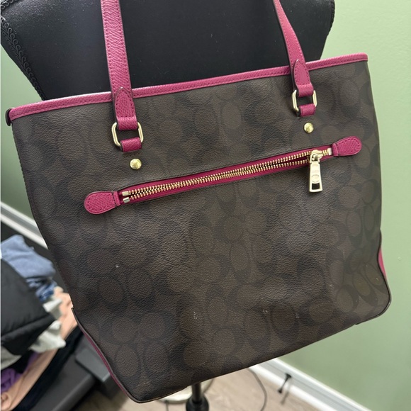Coach Brown and Pink Monogram Tote - Picture 4 of 10